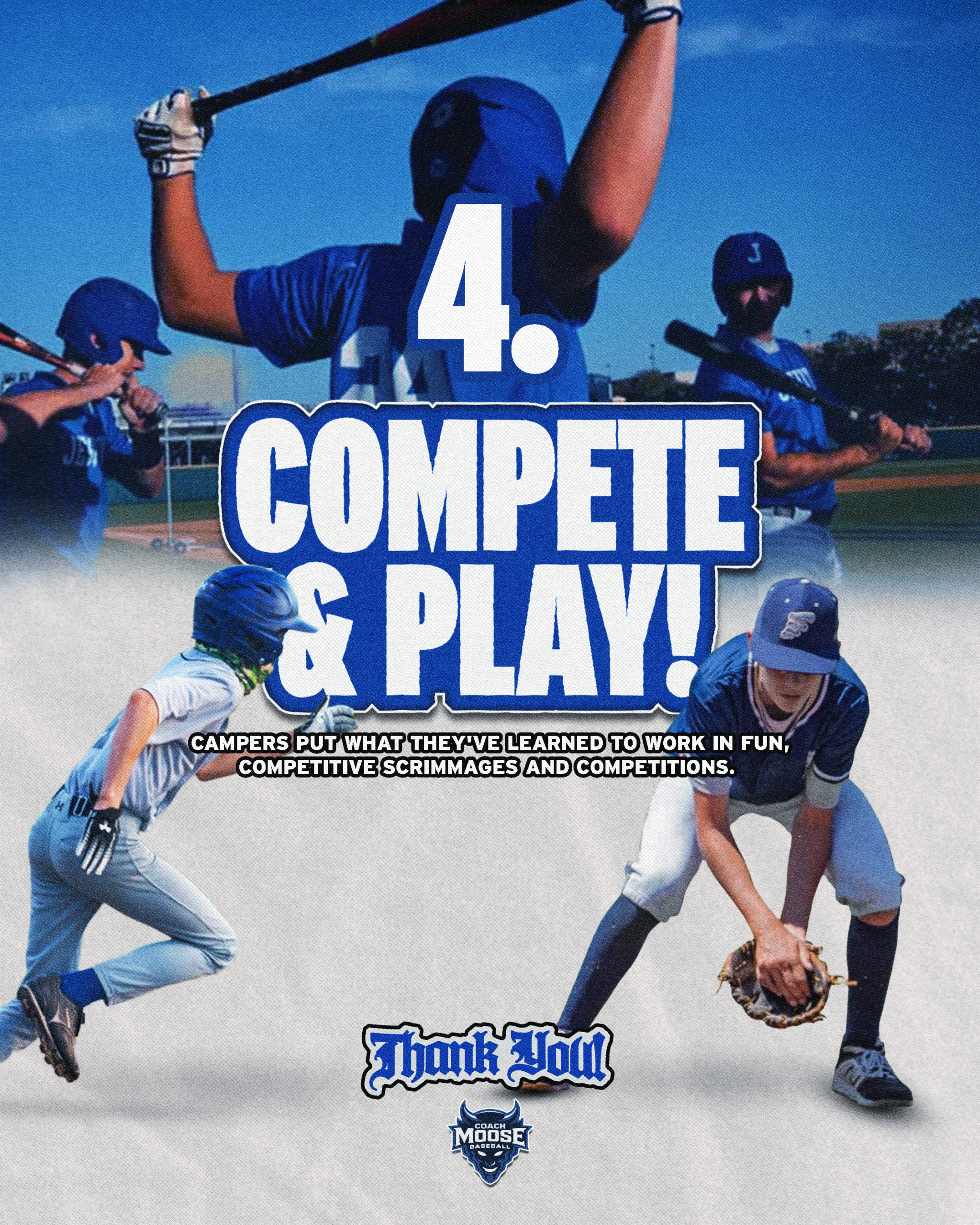 Youth baseball campers competing in scrimmages and games at Duke Baseball Youth Camp summer 2026